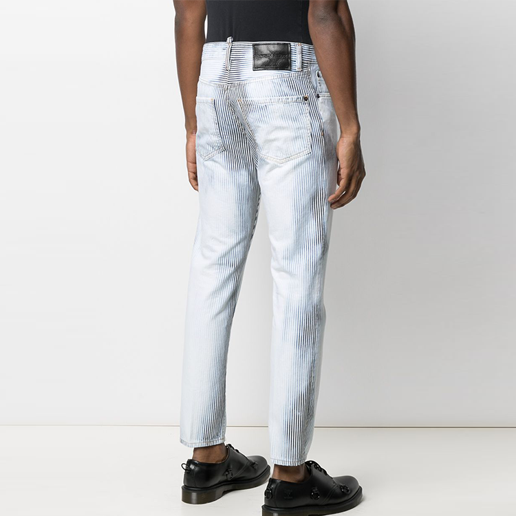 Purchase DSQUARED2 男士蓝色渐变logo条纹印花牛仔裤 SS21款式 S71LB0865S538600-01F