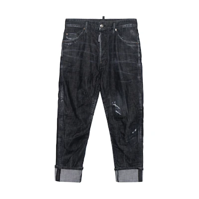 DSQUARED2 SS22 Black Button Tapered Jeans. S74LB1028S30357-900