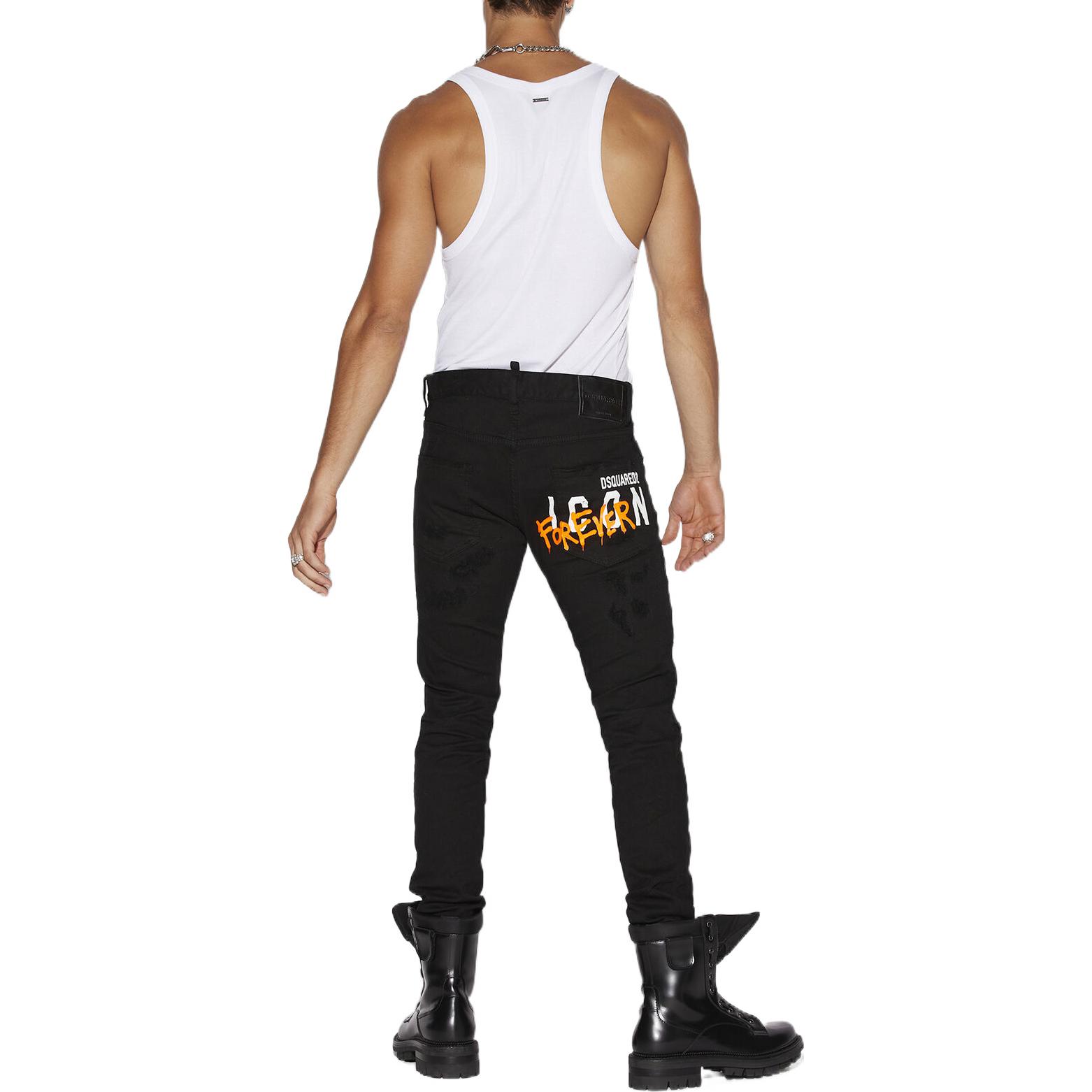 DSQUARED2 SS22  Black Jeans with Slogan Graphic Print. S79LA0038STN833-900 圖 4