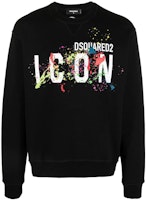 DSQUARED2 SS22 Black Letter Logo Splatter Print Loose Long Sleeve Sweatshirt S79GU0073S25516-900 DSQUARED2 SS22 Black Letter Logo Splatter Print Loose Long Sleeve Sweatshirt S79GU0073S25516-900