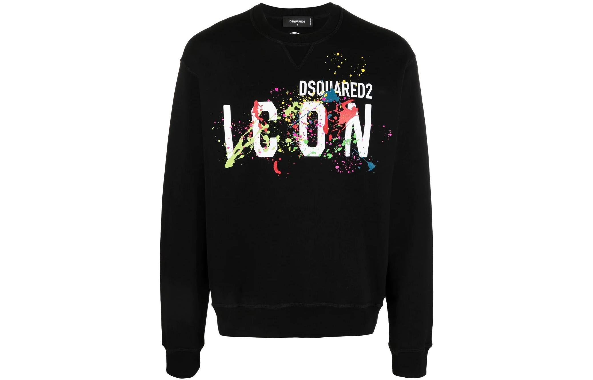 Order DSQUARED2 SS22 黑色字母涂鸦印花宽松长袖卫衣 S79GU0073S25516-900