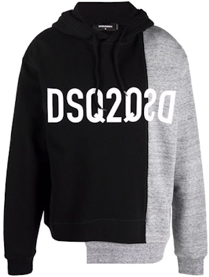 ディースクエアード2 SS22 ブラック ロゴ プリント パッチワーク パーカー. S74GU0603STJ353-961 Order ディースクエアード2 SS22 ブラック ロゴ プリント パッチワーク パーカー. S74GU0603STJ353-961