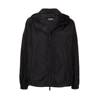 DSQUARED2 SS22 Black Solid Color Zip-Up Hoodie Jacket. S74AM1331S53817-900