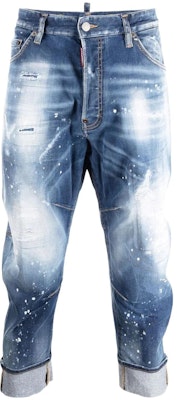 DSQUARED2 春夏系列 蓝色水洗破洞牛仔裤 带徽标贴布和拉链细节 S74LB1094S30789-470 Buy DSQUARED2 春夏系列 蓝色水洗破洞牛仔裤 带徽标贴布和拉链细节 S74LB1094S30789-470