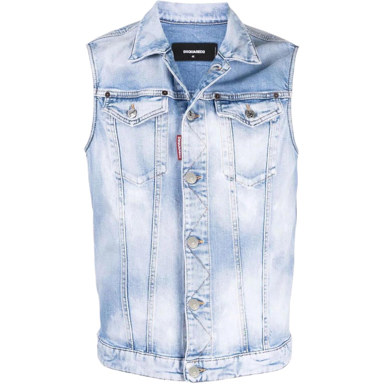 DSQUARED2 SS22  Blue Sleeveless Vest with Chest Pocket. S74FB0285S30663-470