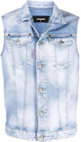 DSQUARED2 SS22 Blue Sleeveless Vest with Chest Pocket. S74FB0285S30663-470 DSQUARED2 SS22 Blue Sleeveless Vest with Chest Pocket. S74FB0285S30663-470