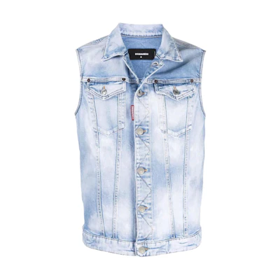DSQUARED2 SS22 Blue Sleeveless Vest with Chest Pocket. S74FB0285S30663-470