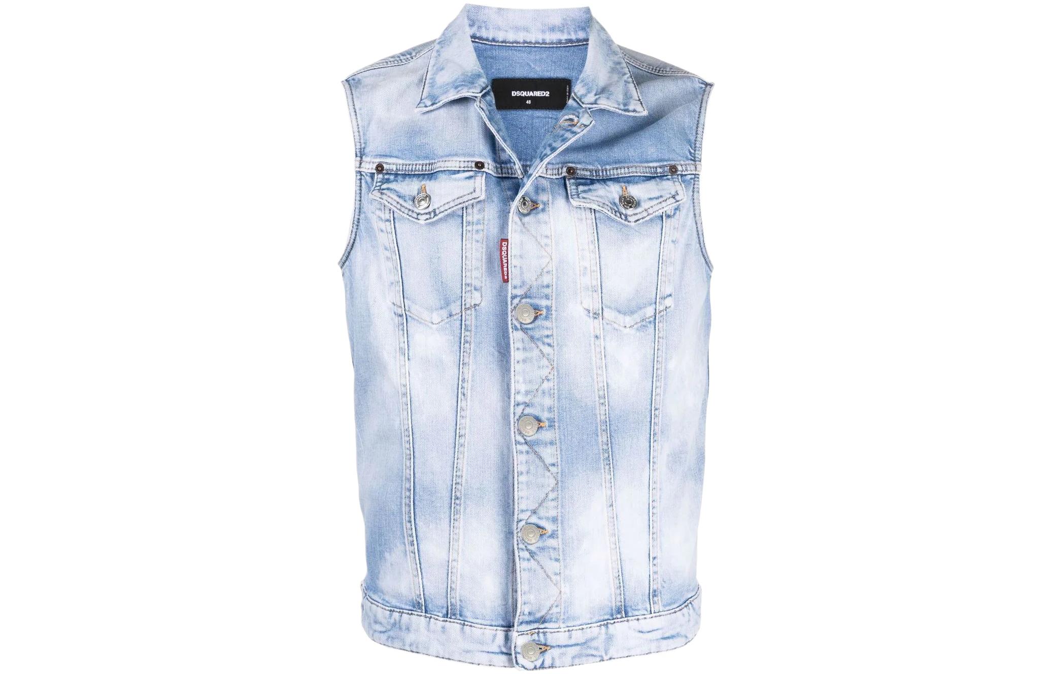 DSQUARED2 SS22  Blue Sleeveless Vest with Chest Pocket. S74FB0285S30663-470 圖 2