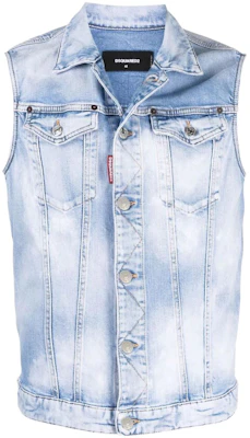 DSQUARED2 SS22 Rompi Biru Tanpa Lengan dengan Saku Dada. S74FB0285S30663-470 Order DSQUARED2 SS22 Rompi Biru Tanpa Lengan dengan Saku Dada. S74FB0285S30663-470