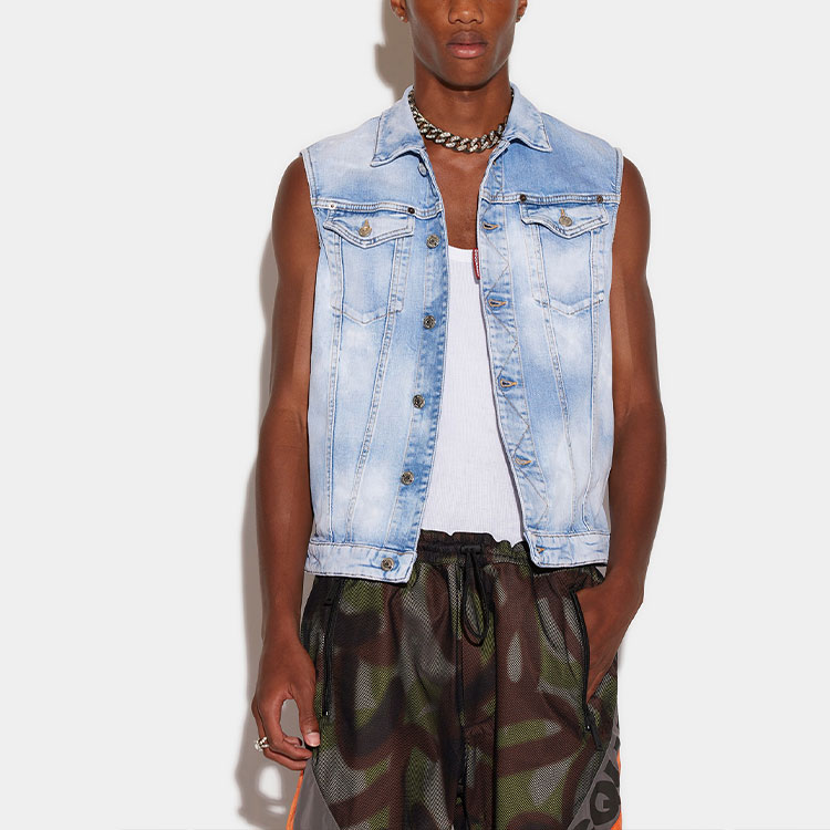 DSQUARED2 SS22  Blue Sleeveless Vest with Chest Pocket. S74FB0285S30663-470 圖 3