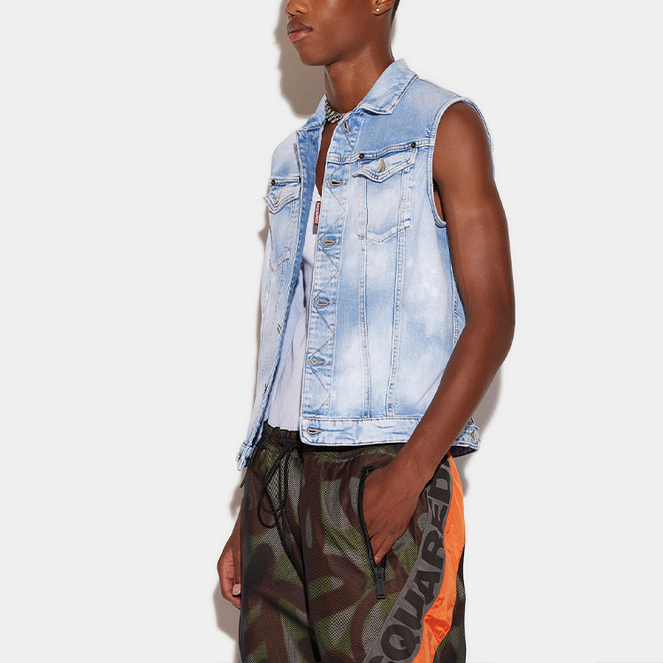 DSQUARED2 SS22  Blue Sleeveless Vest with Chest Pocket. S74FB0285S30663-470 圖 5