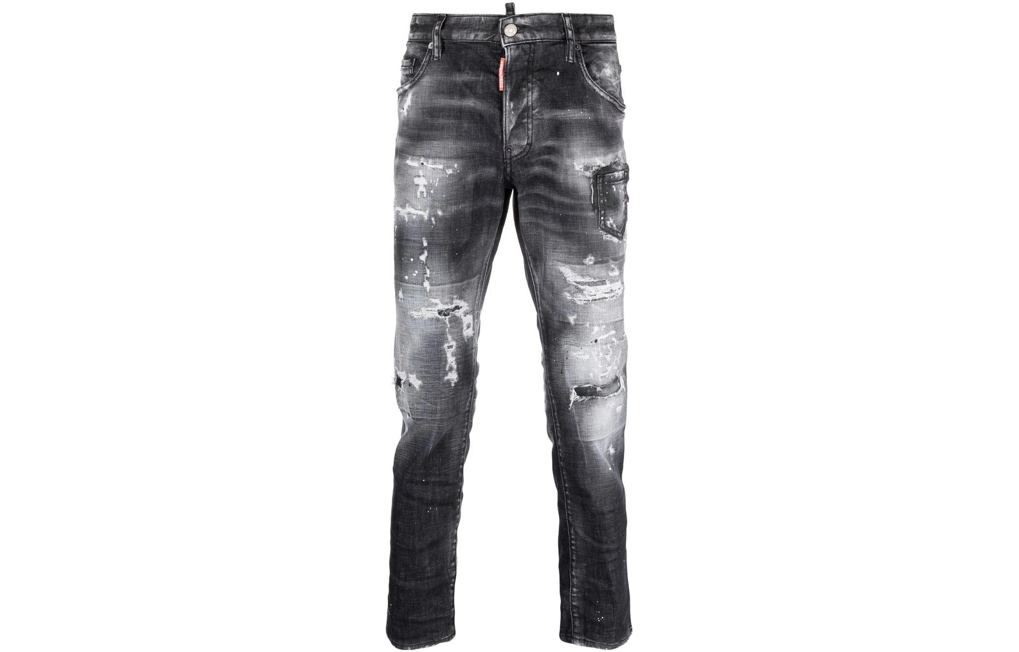 DSQUARED2 SS22  Distressed Mid-Rise Black Jeans S71LB1045S30357-900