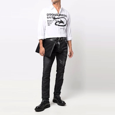 DSQUARED2 SS22 ロゴプリント 長袖シャツ S74DM0584S36275-100 Lookbook DSQUARED2 SS22 ロゴプリント 長袖シャツ S74DM0584S36275-100