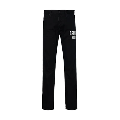 DSQUARED2 SS22 Solid Black Mid-Rise Straight-Leg Jeans S74LB1087S30564-900