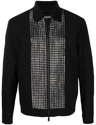 DSQUARED2 SS22 Jaket Lelaki Hitam Berzip Berkerah Bertatah. S71AN0264S40320900 Order DSQUARED2 SS22 Jaket Lelaki Hitam Berzip Berkerah Bertatah. S71AN0264S40320900