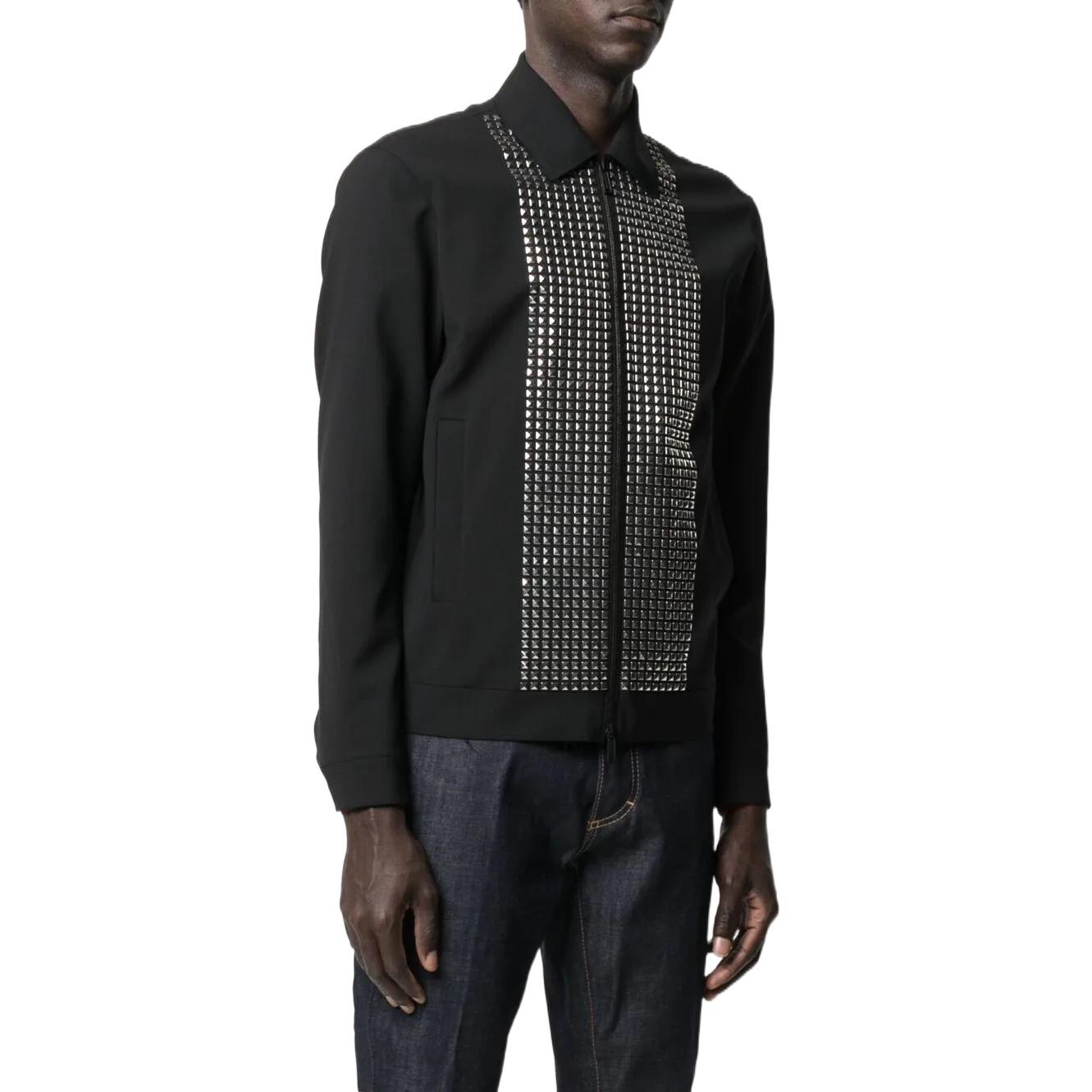 Purchase DSQUARED2 SS22 Jaket Lelaki Hitam Berzip Berkerah Bertatah. S71AN0264S40320900