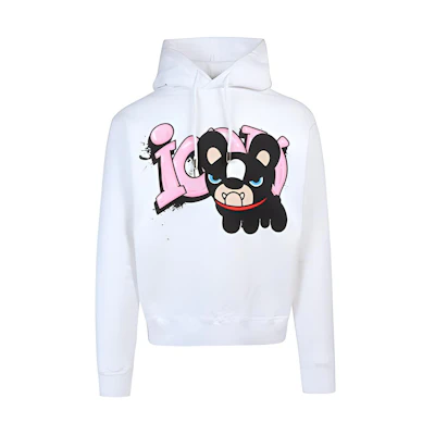 DSQUARED2 SS22 Cartoon Letter Print White Hoodie for Men. S79GU0068S25516-100