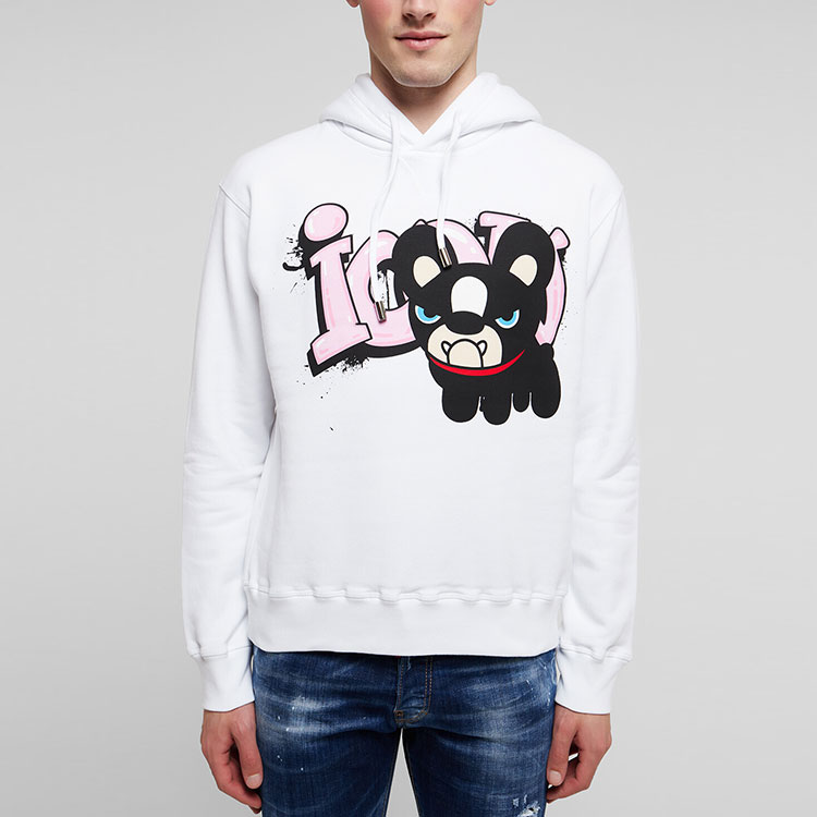 Purchase DSQUARED2 SS22 卡通字母印花白色連帽衫 男士款 S79GU0068S25516-100