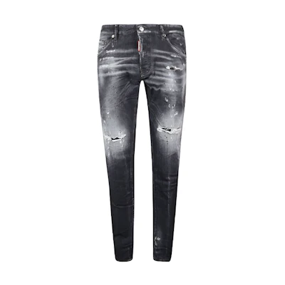 DSQUARED2 SS22 Distressed Black Denim Jeans Fashion. S74LB1036S30503-900
