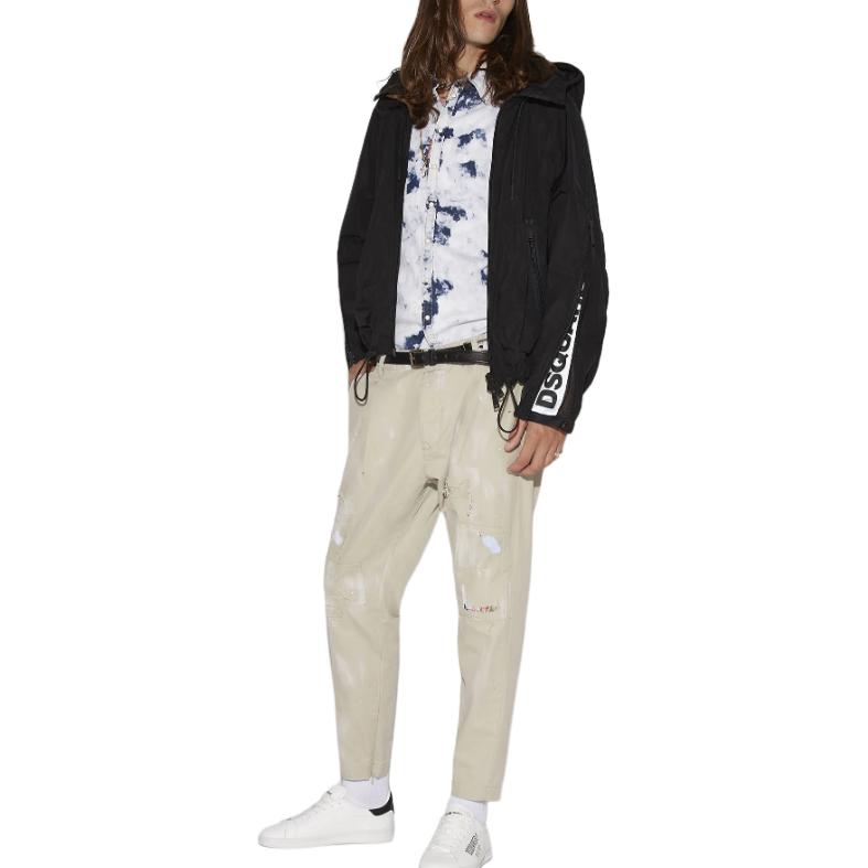 Lookbook DSQUARED2 SS22 男士卡其色破洞棉質斜紋休閒褲 S74KB0660S41794-800