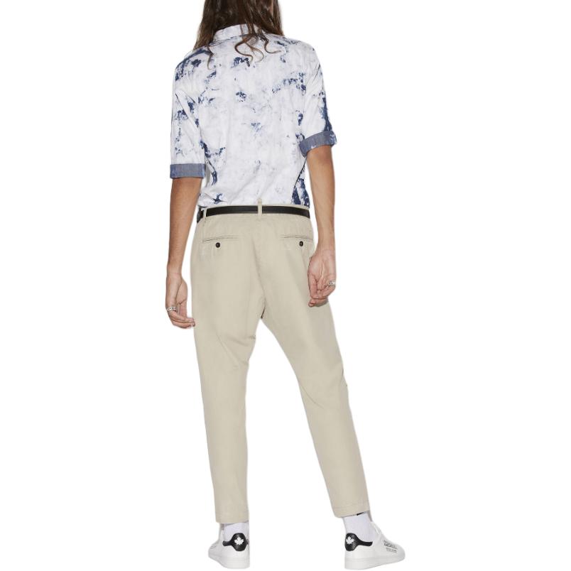 Shop DSQUARED2 SS22 男士卡其色破洞棉質斜紋休閒褲 S74KB0660S41794-800