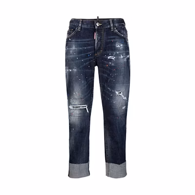 DSQUARED2 SS22 Distressed Paint-Splatter Denim Jeans Blue . S74LB1050S30664-470
