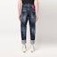 Shop DSQUARED2 SS22 蓝色做旧喷漆牛仔裤. S74LB1050S30664-470