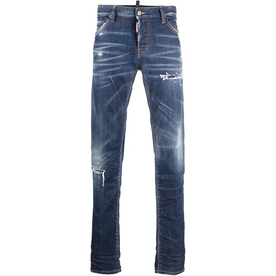 DSQUARED2 SS22 Distressed Paint-Splatter Washed Jeans Men’s Blue. S74LB1152S30342-470