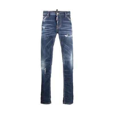 DSQUARED2 SS22 Distressed Paint-Splatter Washed Jeans Men’s Blue. S74LB1152S30342-470