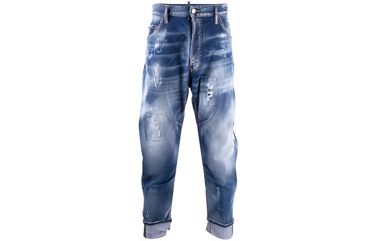 DSQUARED2 SS22 Distressed Printed  Jeans Blue S79LA0044S30342-470