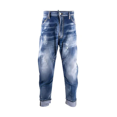 DSQUARED2 SS22 Distressed Printed Jeans Blue S79LA0044S30342-470