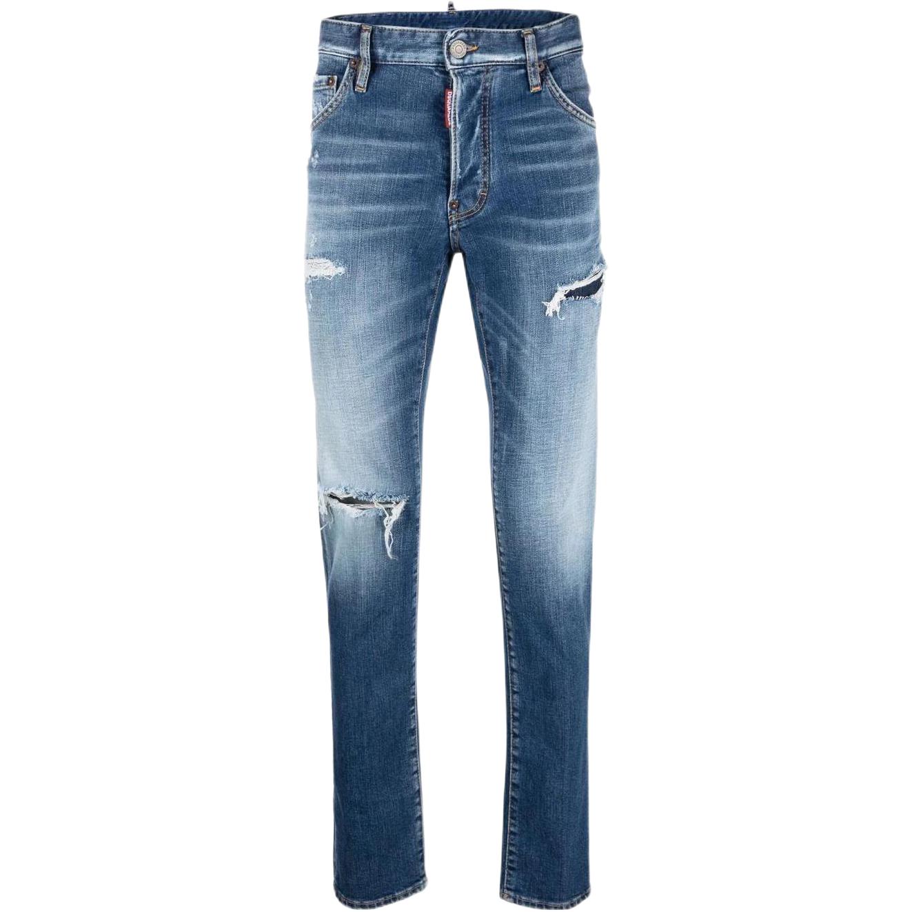 DSQUARED2 SS22 Distressed Slim Fit Jeans Men Blue. S71LB1021S30663-470