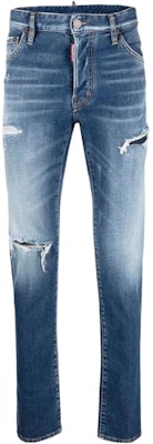 DSQUARED2 SS22 男士蓝色做旧修身牛仔裤. S71LB1021S30663-470 Buy DSQUARED2 SS22 男士蓝色做旧修身牛仔裤. S71LB1021S30663-470