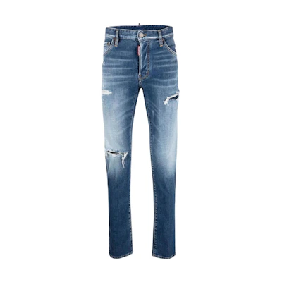 DSQUARED2 SS22 Distressed Slim Fit Jeans Men Blue. S71LB1021S30663-470