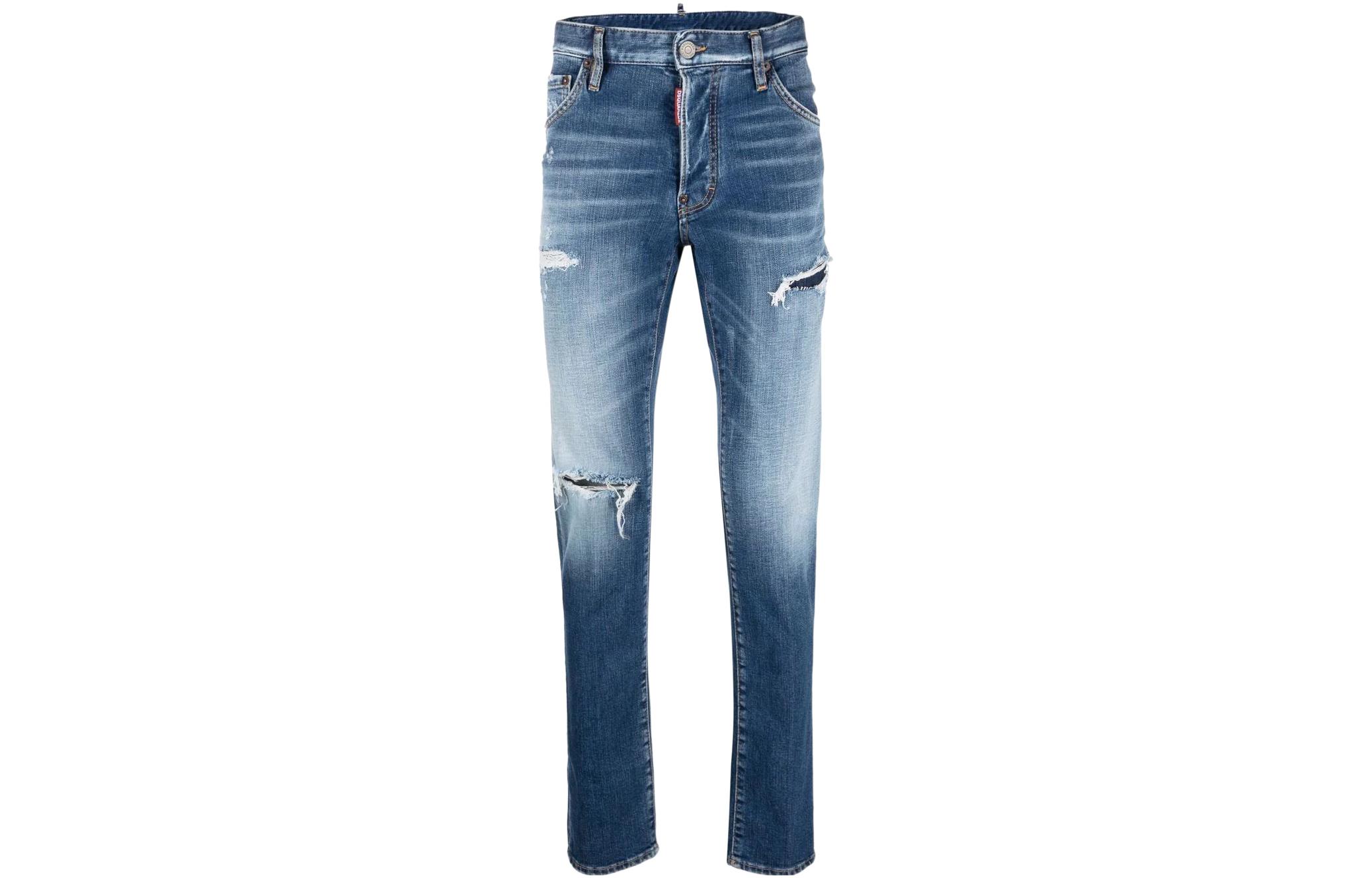 Order DSQUARED2 SS22 男士蓝色做旧修身牛仔裤. S71LB1021S30663-470