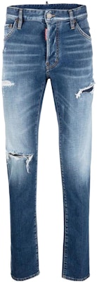 DSQUARED2 SS22 男士蓝色做旧修身牛仔裤. S71LB1021S30663-470 Order DSQUARED2 SS22 男士蓝色做旧修身牛仔裤. S71LB1021S30663-470