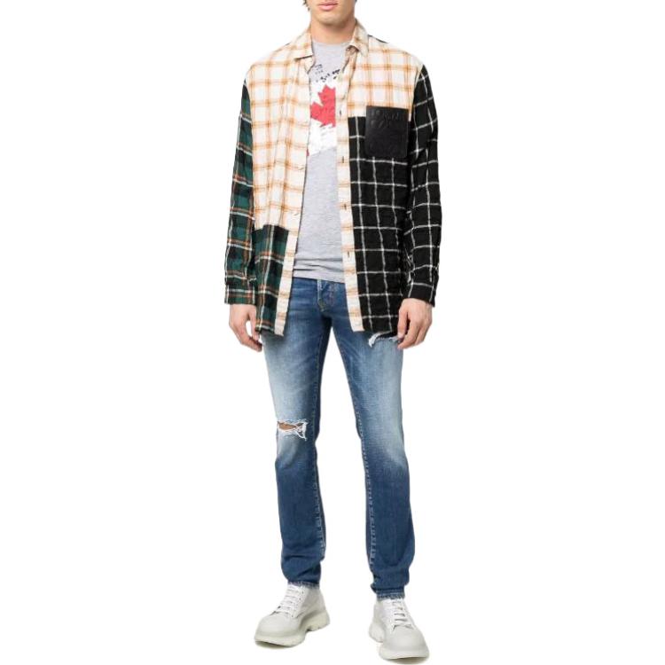 Lookbook DSQUARED2 SS22 男士蓝色做旧修身牛仔裤. S71LB1021S30663-470