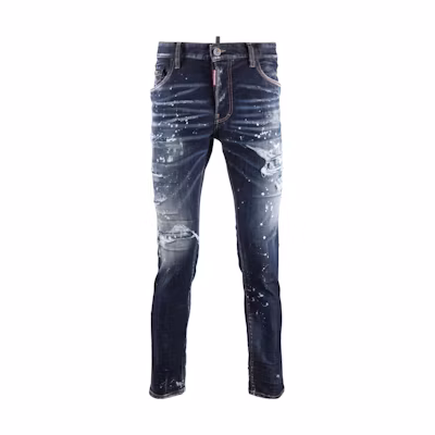DSQUARED2 SS22 Distressed Slim Fit Jeans with Back Logo Patch Blue Men’s. S74LB1052S30789-470