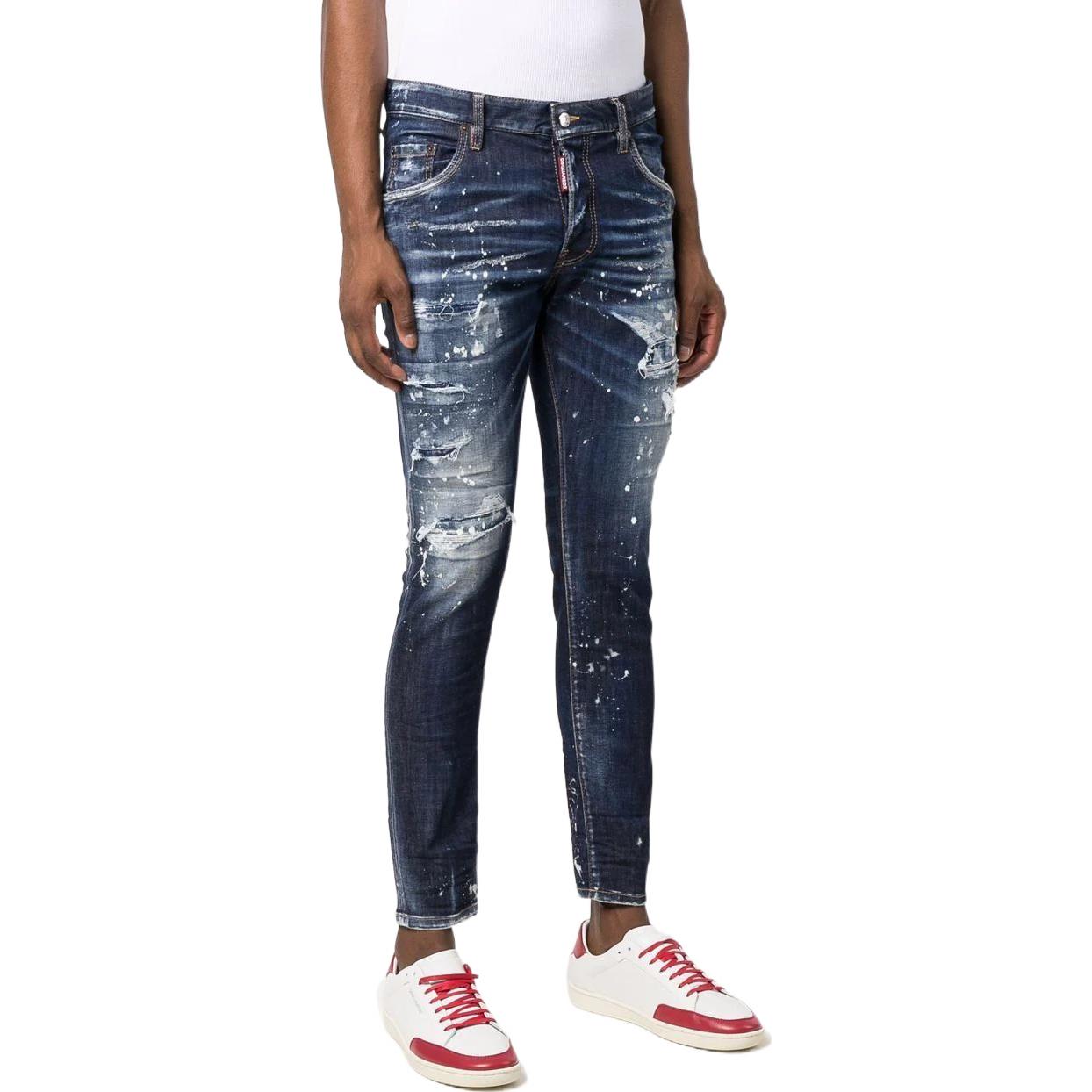 DSQUARED2 SS22 Distressed Slim Fit Jeans with Back Logo Patch Blue Men’s. S74LB1052S30789-470 圖 5