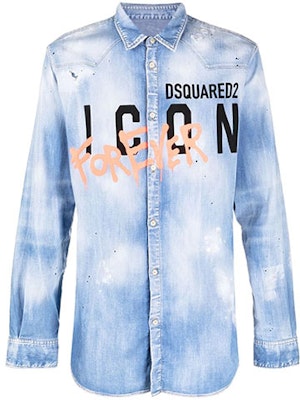 DSQUARED2 SS22 塗鴉標誌丹寧漸層長袖襯衫 藍色 男款 S79DL0019S30341-470 Order DSQUARED2 SS22 塗鴉標誌丹寧漸層長袖襯衫 藍色 男款 S79DL0019S30341-470