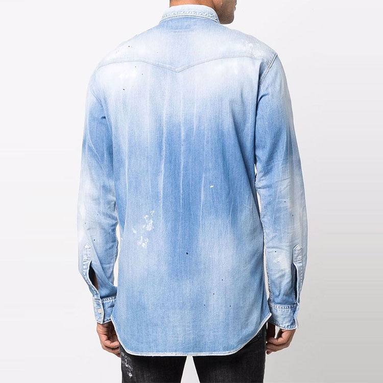 Purchase DSQUARED2 SS22 塗鴉標誌丹寧漸層長袖襯衫 藍色 男款 S79DL0019S30341-470