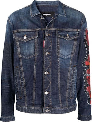 DSQUARED2 SS22 男士蓝色涂鸦印花标志牛仔夹克. S74AM1227S30342-470 Buy DSQUARED2 SS22 男士蓝色涂鸦印花标志牛仔夹克. S74AM1227S30342-470