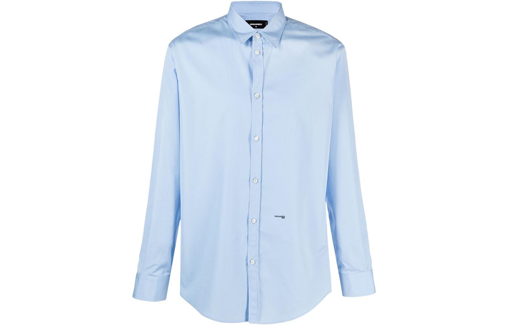 Order DSQUARED2 SS22 復古印花長袖襯衫 淺藍色 S74DM0542S36275471