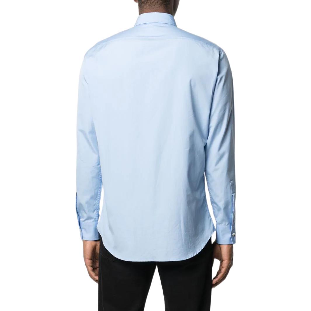 Shop DSQUARED2 SS22 復古印花長袖襯衫 淺藍色 S74DM0542S36275471