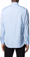 Shop DSQUARED2 SS22 Logo Print Button-Up Long Sleeve Shirt Light Blue S74DM0542S36275471