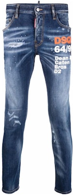 DSQUARED2 男士蓝色印花修身牛仔裤 SS22系列. S74LB1084S30789-470 Order DSQUARED2 男士蓝色印花修身牛仔裤 SS22系列. S74LB1084S30789-470