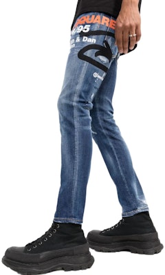 DSQUARED2 男士蓝色印花修身牛仔裤 SS22系列. S74LB1084S30789-470 Purchase DSQUARED2 男士蓝色印花修身牛仔裤 SS22系列. S74LB1084S30789-470