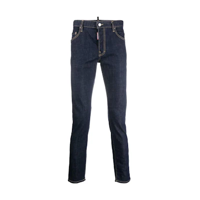DSQUARED2 SS22 Logo Printed Slim Fit Jeans Men Denim Blue S74LB1198S3066422-470