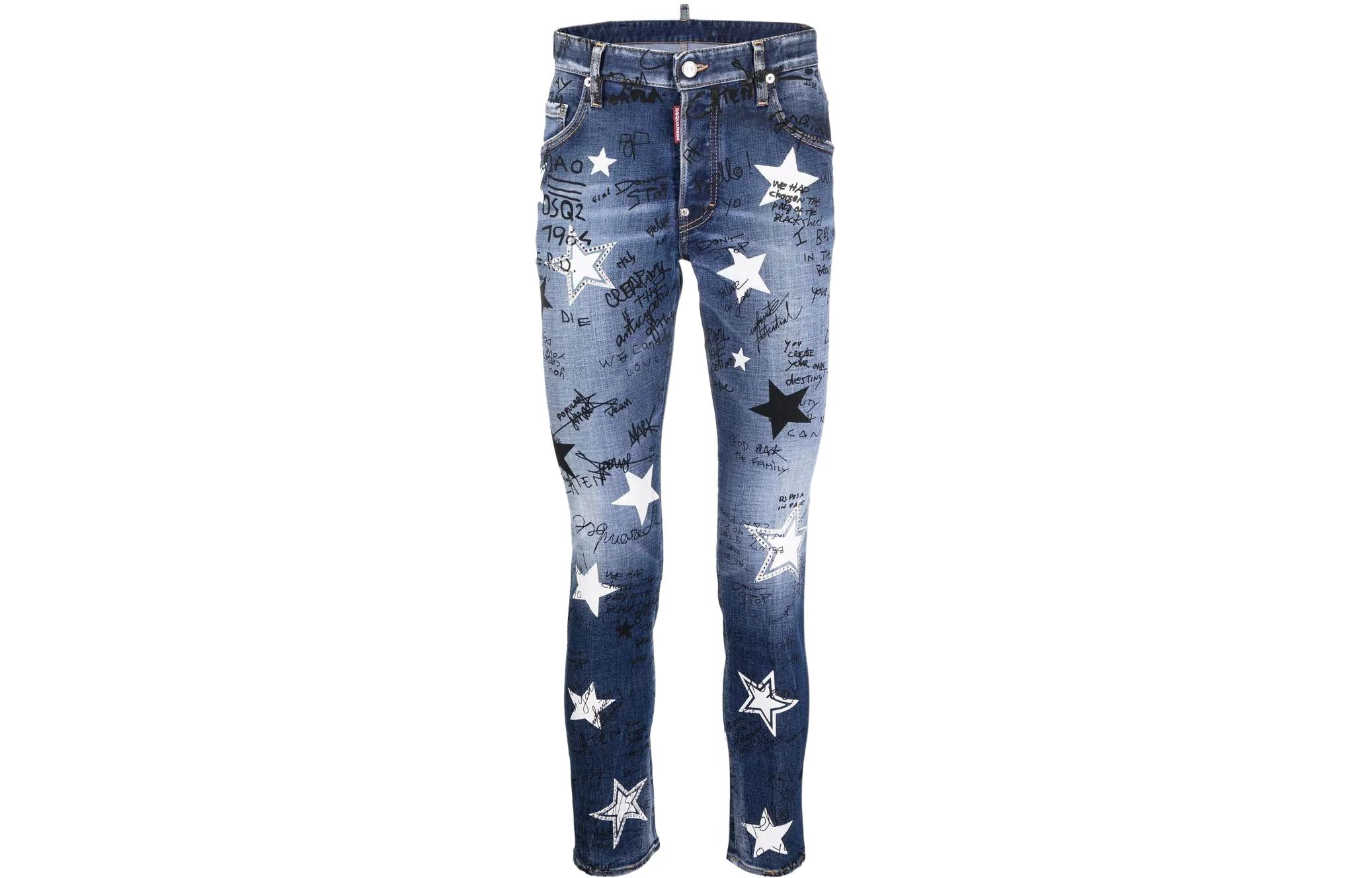 DSQUARED2 SS22 Slim Fit Slogan Print Jeans Men Blue S71LB1063S30664-470 圖 2