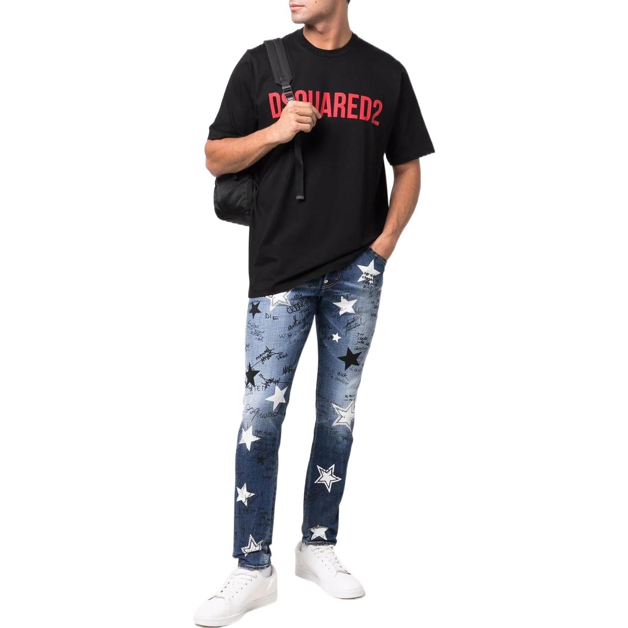 DSQUARED2 SS22 Slim Fit Slogan Print Jeans Men Blue S71LB1063S30664-470 圖 3